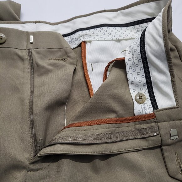 Haggar Q Mens Dress Pants 36 X 32 Straight Leg Polyester Beige - Picture 10 of 16